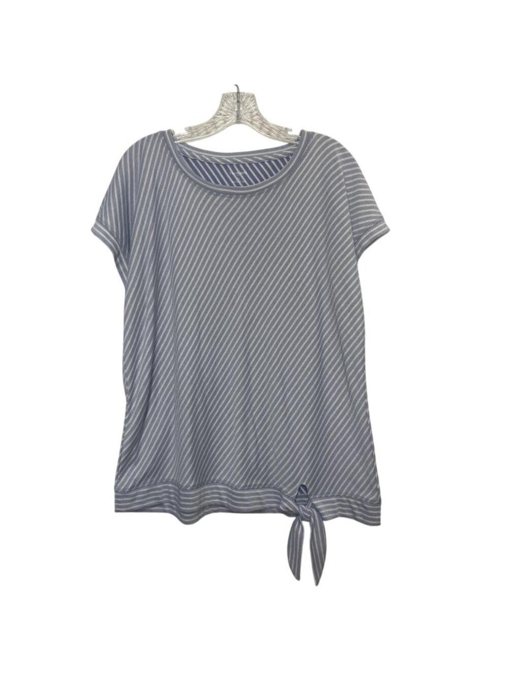 T By Talbots Short Sleeve Top Womens XL Purple Striped Front Tie